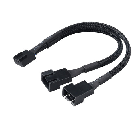 Akasa AK-CBFA04-15 4-Pin Fan PWM (M) to 2 x 4-Pin Fan PWM (F + F) 0.15m Black Retail Packaged Internal Splitter Cable