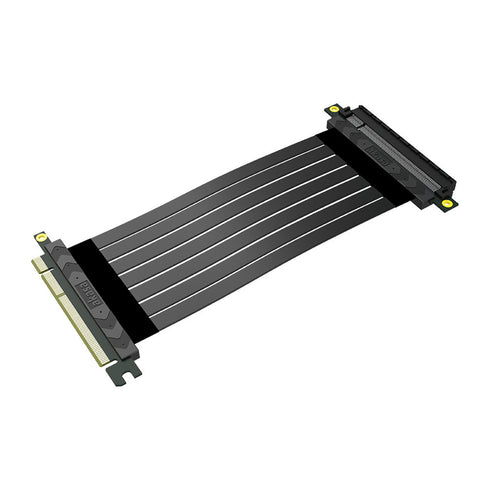 AKASA AK-CBPE03-20B RISER BLACK X2 Mark PCIe 4.0 x16 Riser Cable, 180 Degree PCIe 4.0 x16 (F) to 180 Degree PCIe 4.0 x16 (M), 0.2m, Black, 32Gbps Ultra High-Speed Bandwidth, Premium Super-Thin Ribbon Cable with EMI Shielding, Flexible Cable Design