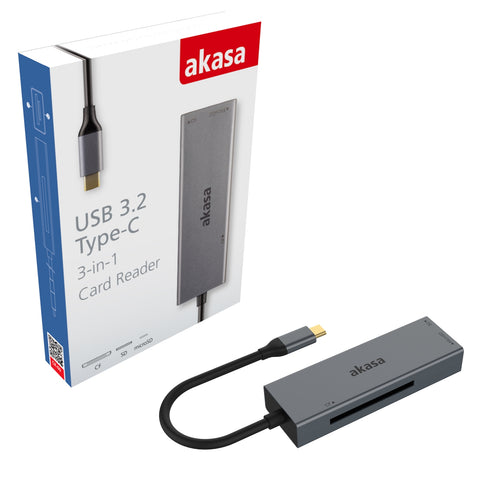 Akasa AK-CR-09BK USB 3.2 Type-C 3-in-1 Card Reader