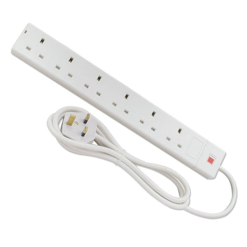 Lindy 30145 2m 4 Gang LED Indicator UK Mains Extension - White