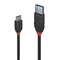 LINDY 36916 Black Line USB Cable, USB 3.2 Type-A (M) to USB 3.2 Type-C (M), 1.5m, Black & Red, SuperSpeed USB Supports Data Transfer Speeds up to 10Gbps, Robust PVC Housing, Nickel Connectors & Gold Plated Contacts, Retail Polybag Packaging
