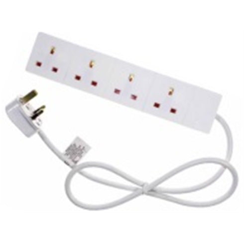 2m 4 Gang UK Mains Extension - White