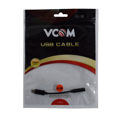 VCOM USB 3.1 C (M) to 3.5mm (F) Black Retail Packaged Headphone Adapter