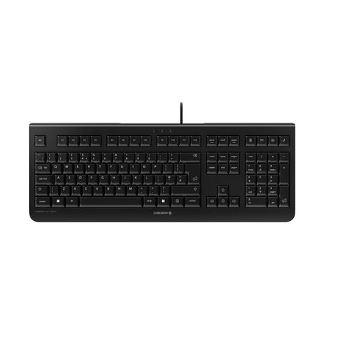Cherry KC 1000 Wired Keyboard, USB Plug-and-Play, Full-Size, Whisper keystroke keys with durable key lettering and 4 Hotkeys, Compatible with PC and Laptop, Ideal for Home or Office, UK Layout, Black