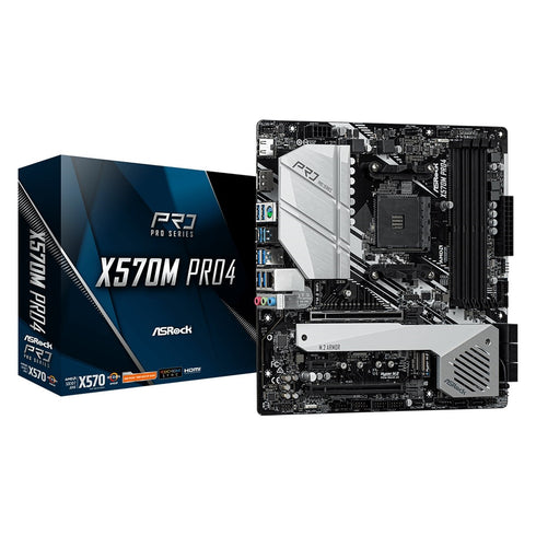 ASRock X570M PRO4 AMD Socket AM4 Micro ATX DDR4 HDMI/DisplayPort Dual M.2 USB C 3.2 Motherboard