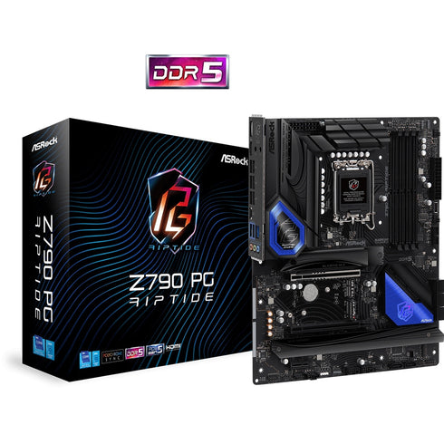 ASRock Z790 PG Riptide Intel 1700 Socket Motherboard, ATX, 4x DDR5 Slots, 5x M.2 Sockets, Fitted I/O Shield, 2.5GbE LAN, 1x DisplayPort / 1x HDMI Port