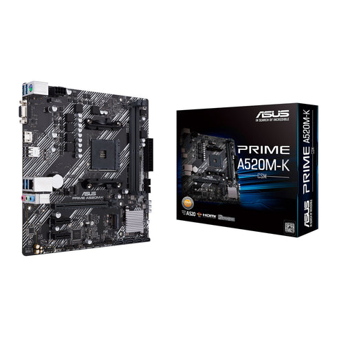 Gigabyte A520M K Motherboard, AMD Socket AM4, Micro ATX, DDR4, PCIe Gen3 x4 M.2, Smart Fan 5, LAN, HDMI/USB3.0