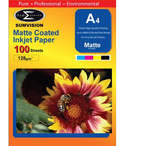 Sumvision A4 Photo Paper 128gsm Matte 100 pack