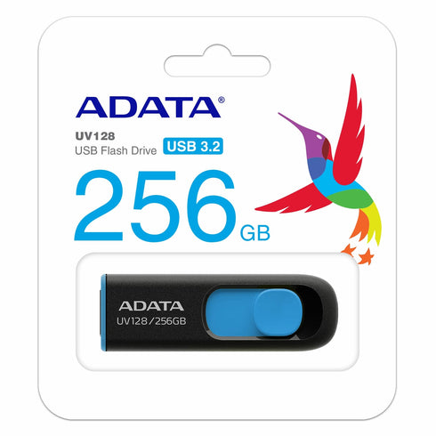 Adata DashDrive UV128 256GB USB 3.0 Flash Drive, Black and Blue