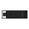 Kingston DT70/128GB DataTraveler 128GB USB Flash Drive, USB 3.2, USB-C, Gen1, 80MB/s, Cap Design, Black, Retail.