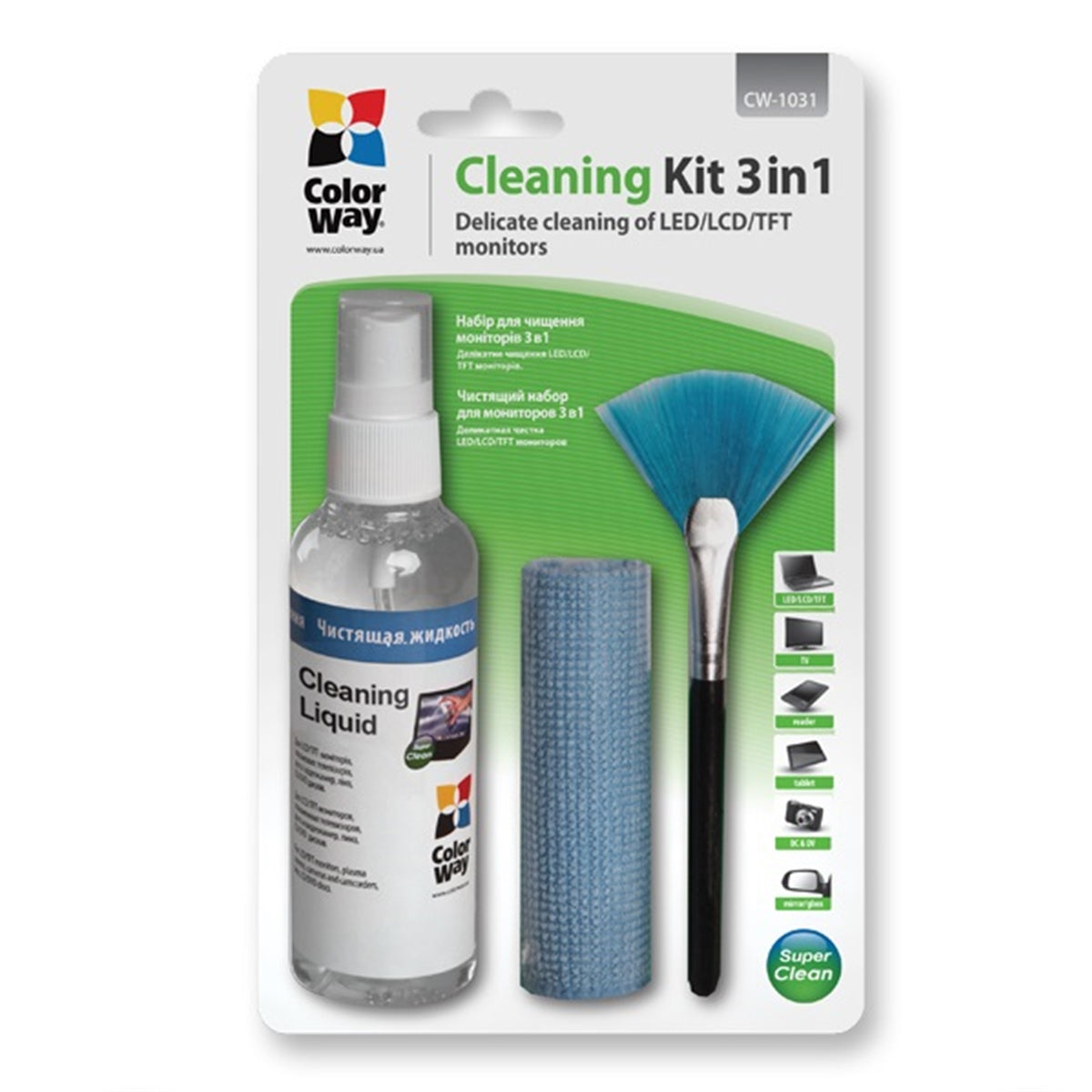 Colorway Multipurpose 3 in 1 Cleaner Set with Microfiber Cloth for Scr ...