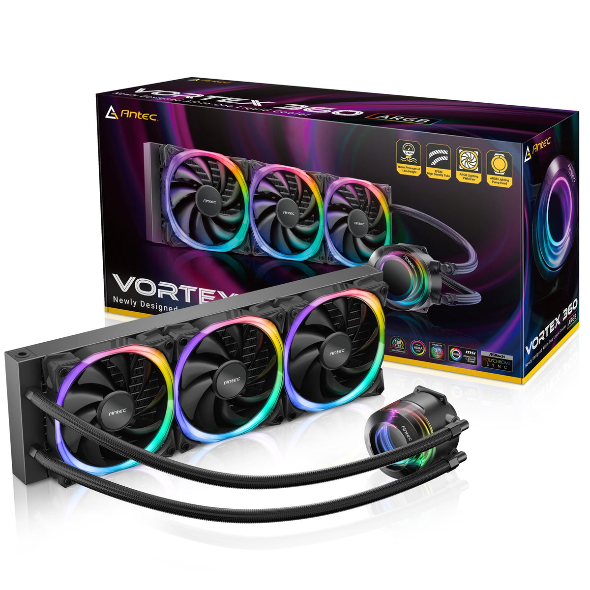 Faant ANTEC Vortex 360 ARGB AiO Liquid CPU Cooler, Universal Socket, 360mm R ...
